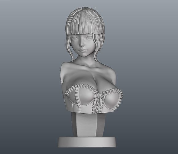 Waitress Figurine Bust Model STL 3D print model 3D print model