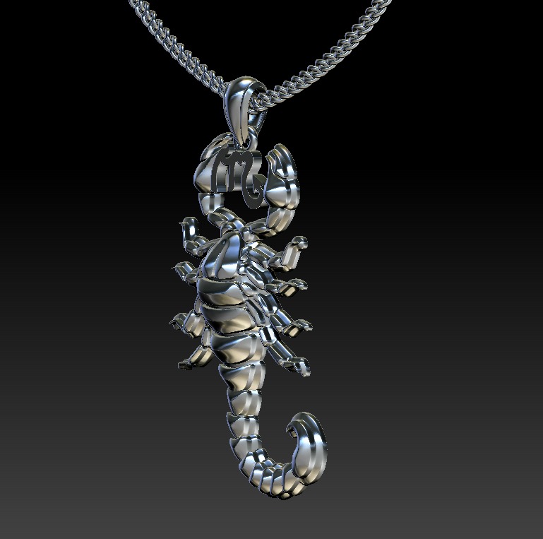 Scorpio Zodiac Sign Pendant print model 3D print model_4