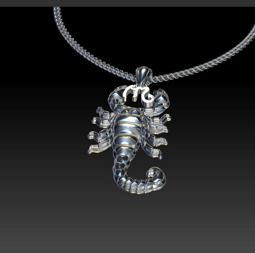 Scorpio Zodiac Sign Pendant print model 3D print model_8
