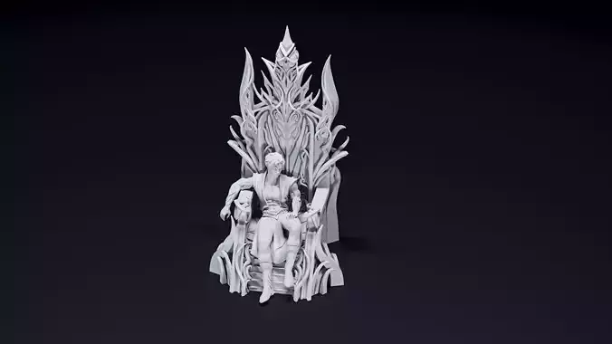 Throne of Shards - Elf Noble Seated on Throne 1 3D print model