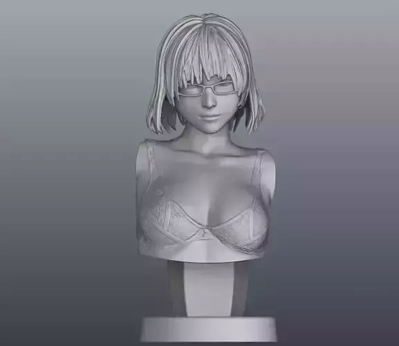 Glasses Female Bust Model STL 3D print model