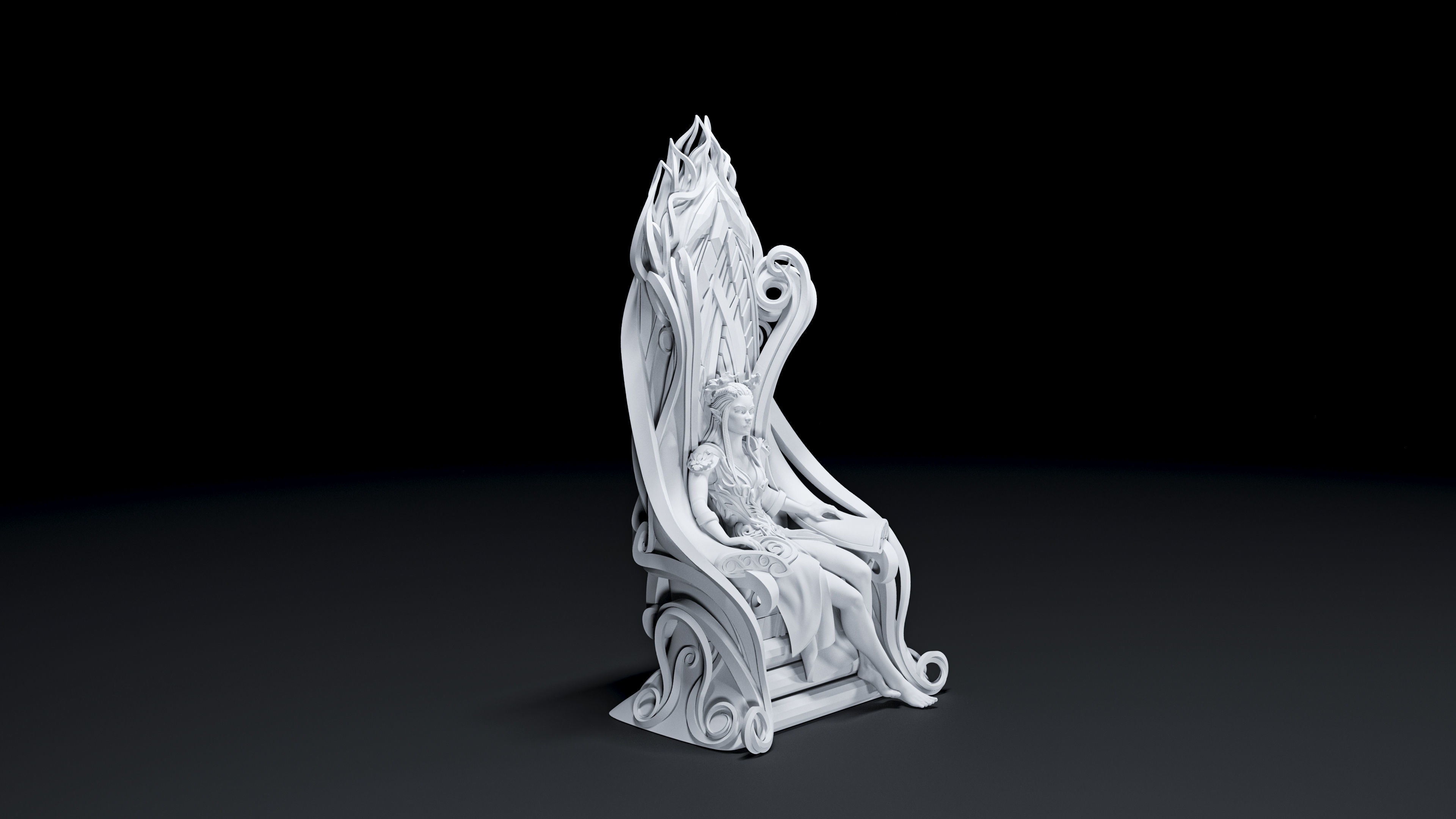 Throne of Shards - Seated Female Elf Noble on Throne 3D model 3D ...