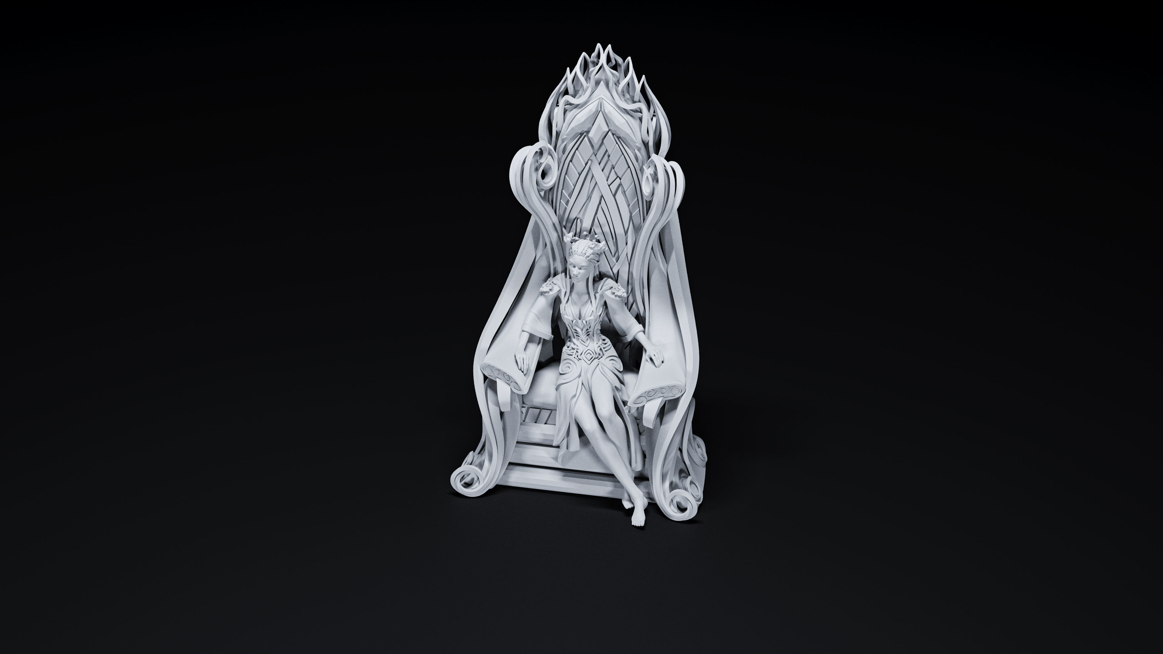 Throne of Shards - Seated Female Elf Noble on Throne 3D model 3D ...