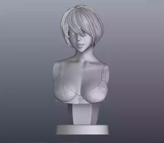 Wolf Girl Bust Model STL 3D print model