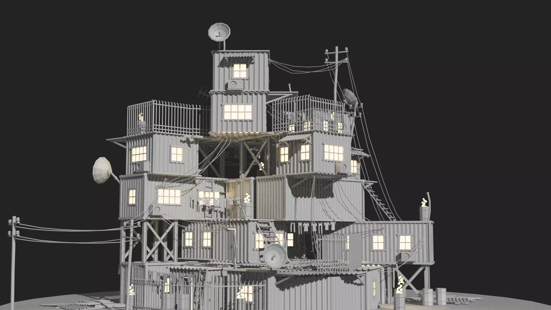 Slum Low Poly Low-poly 3D model_0