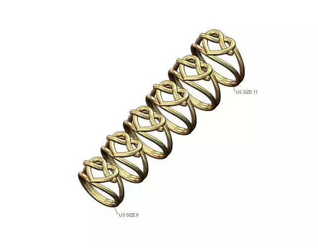 Knot braided twisted wire heart ring US sizes 6to11