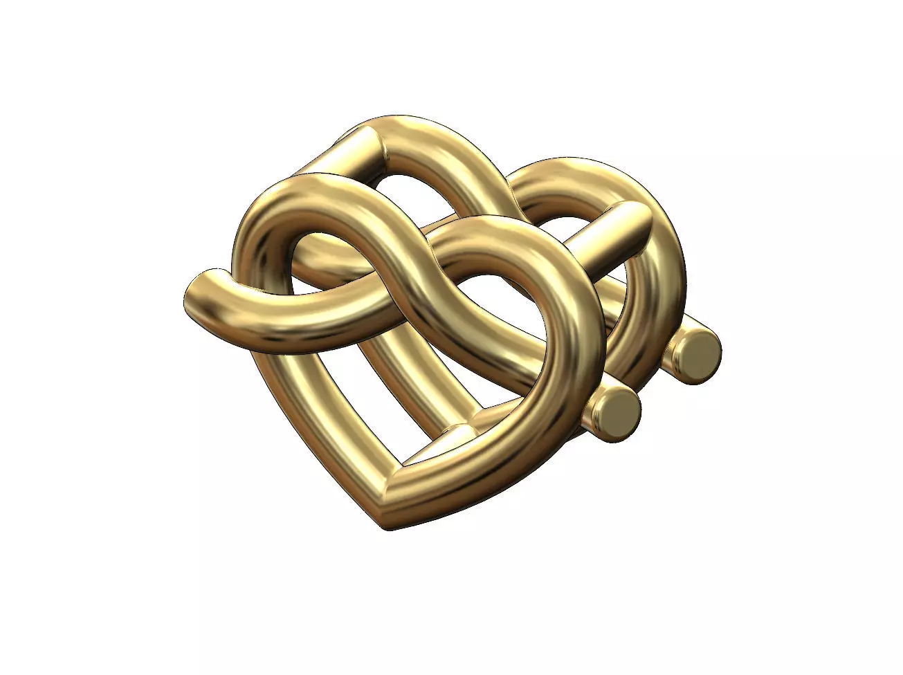 Knot twisted wire heart slider bead bracelet charm spacer 3D print model_0