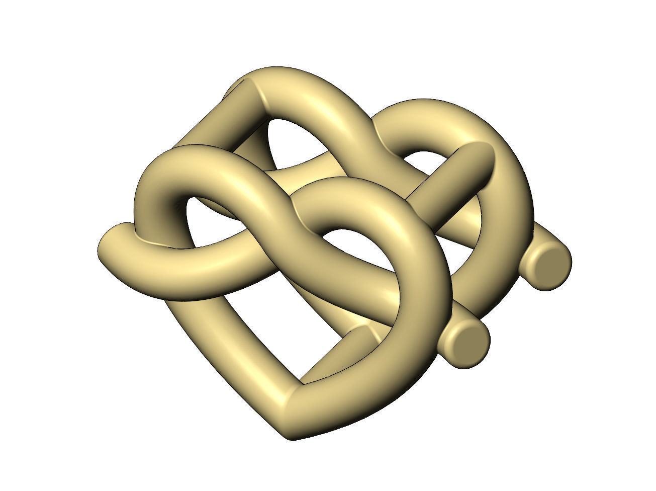 Knot twisted wire heart slider bead bracelet charm spacer 3D print model_5