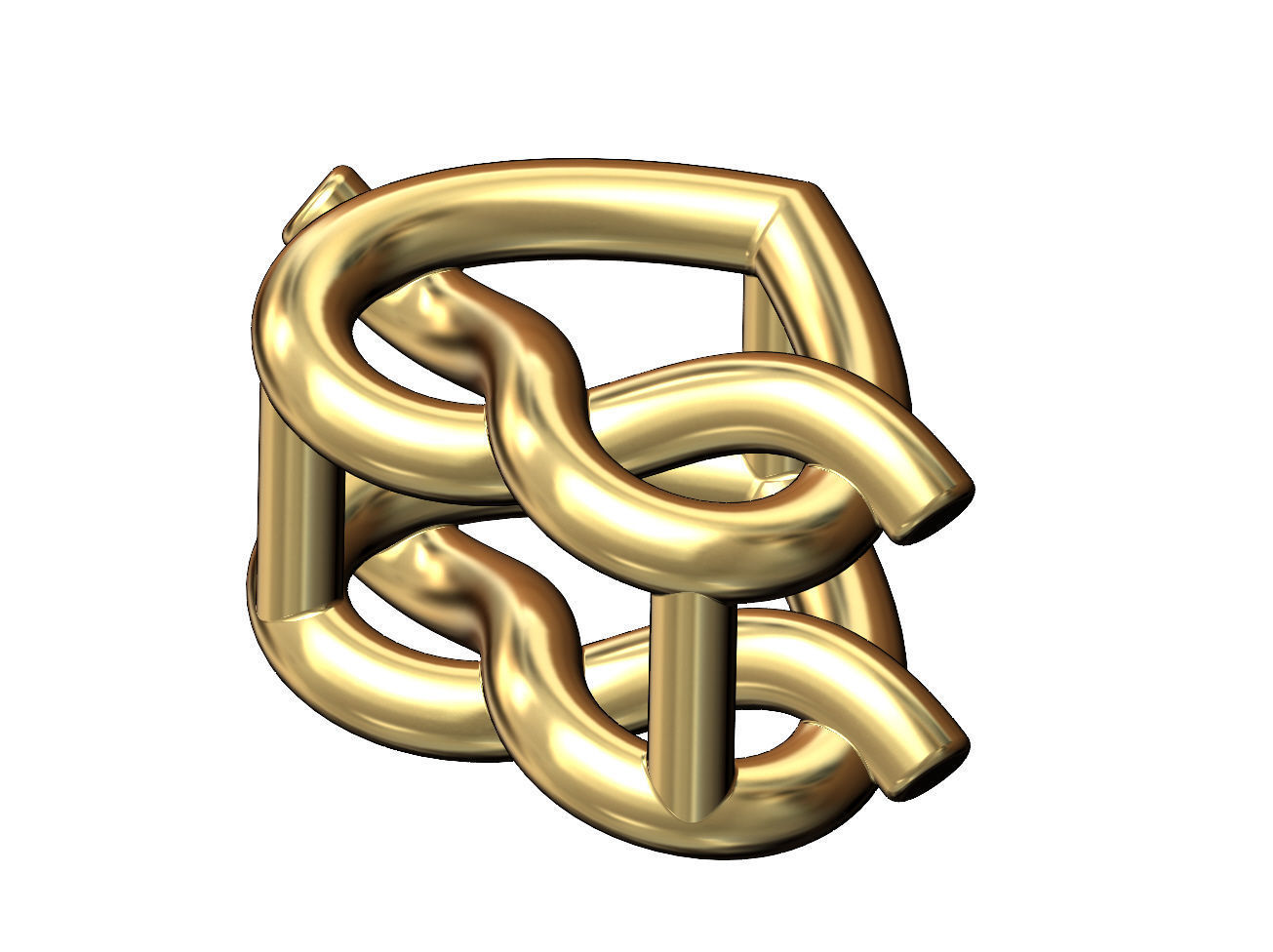 Knot twisted wire heart slider bead bracelet charm spacer 3D print model_4