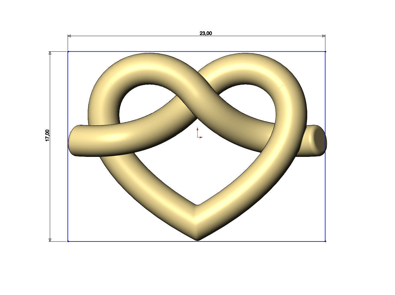 Knot twisted wire heart slider bead bracelet charm spacer 3D print model_6