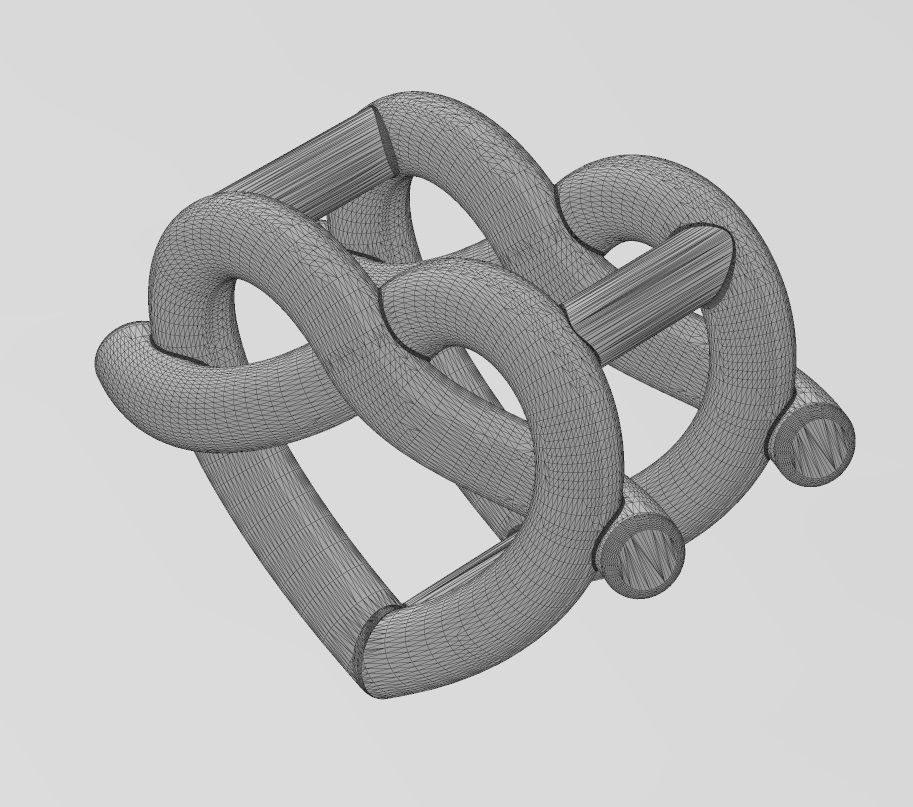 Knot twisted wire heart slider bead bracelet charm spacer 3D print model_14