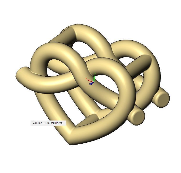 Knot twisted wire heart slider bead bracelet charm spacer 3D print model_12