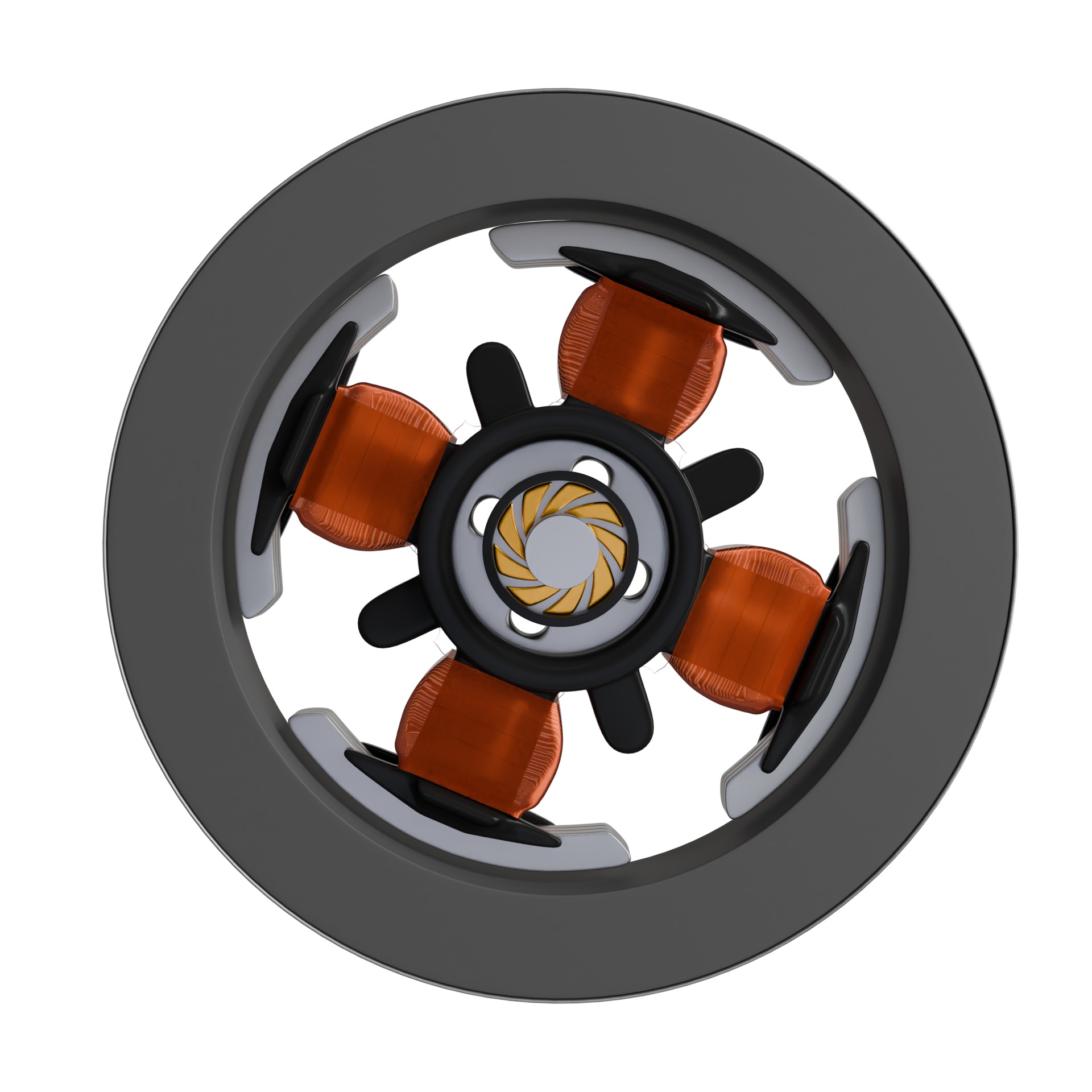 BLDC Motor with Fan Attachment Low-poly 3D model_11