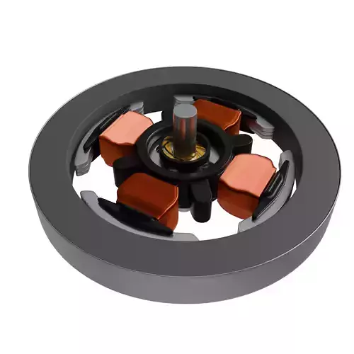 BLDC Motor with Fan Attachment Low-poly 3D model