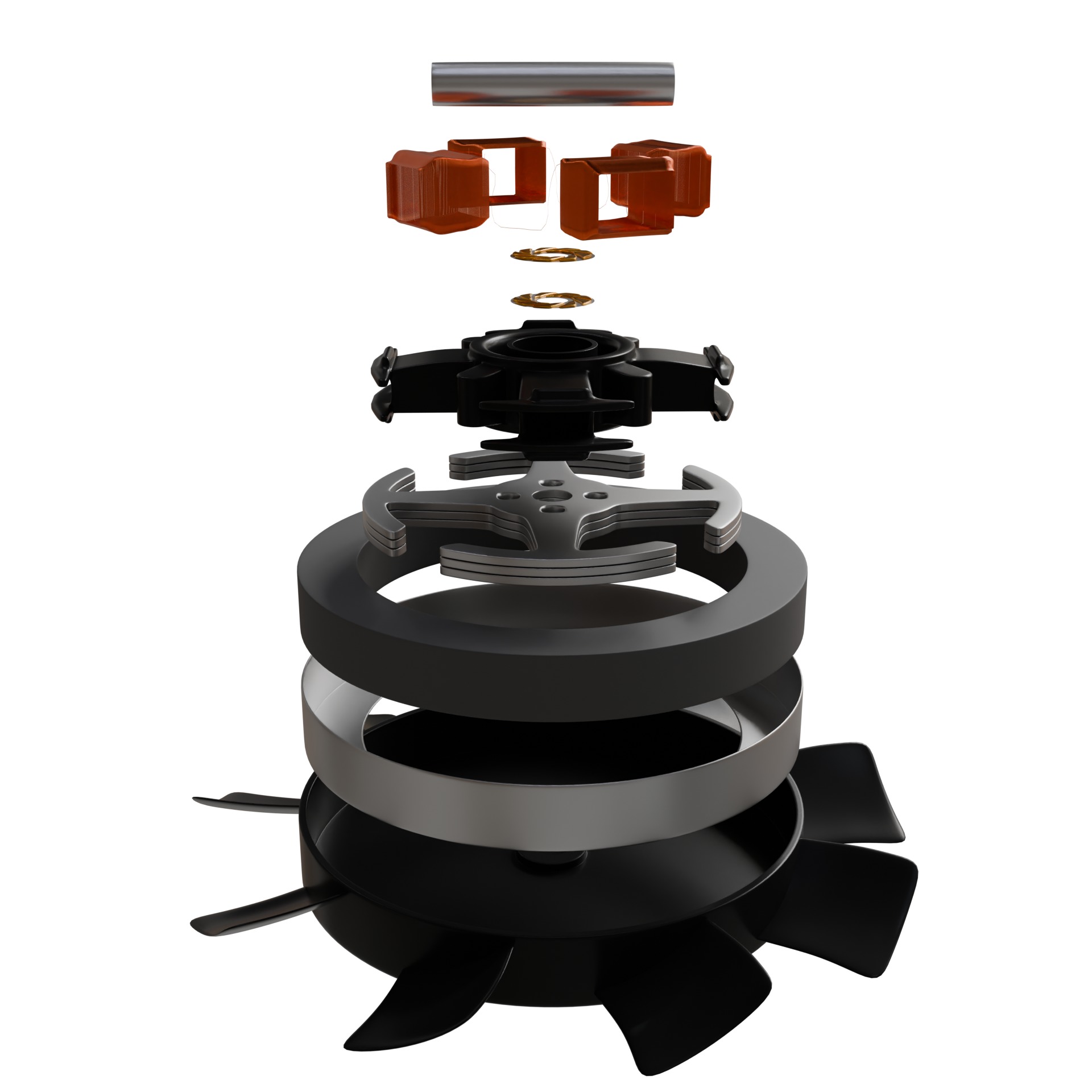 BLDC Motor with Fan Attachment Low-poly 3D model_2