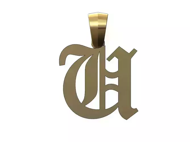 U gothic old english initial pendant charm bail