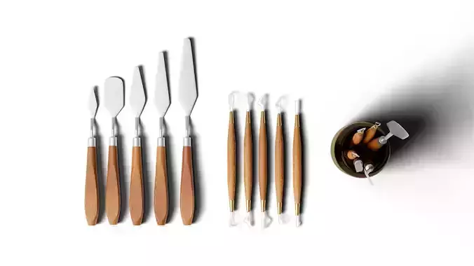 A set of clay sculpting tools