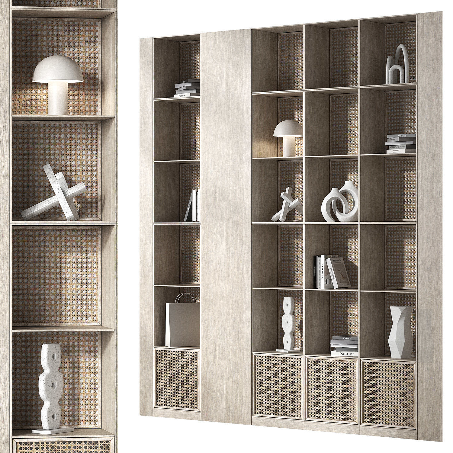 Shelves with decorative rattan inserts 3D model_6