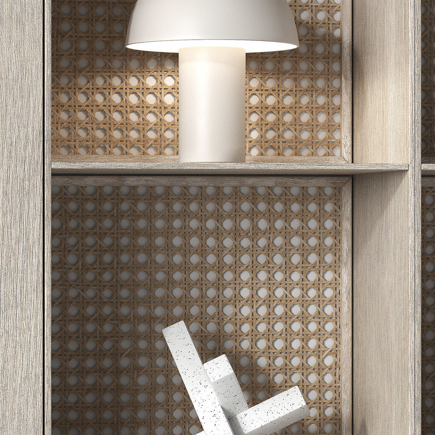 Shelves with decorative rattan inserts 3D model_4