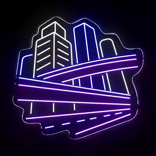 City Skyscrapers City Skyline Neon Sign