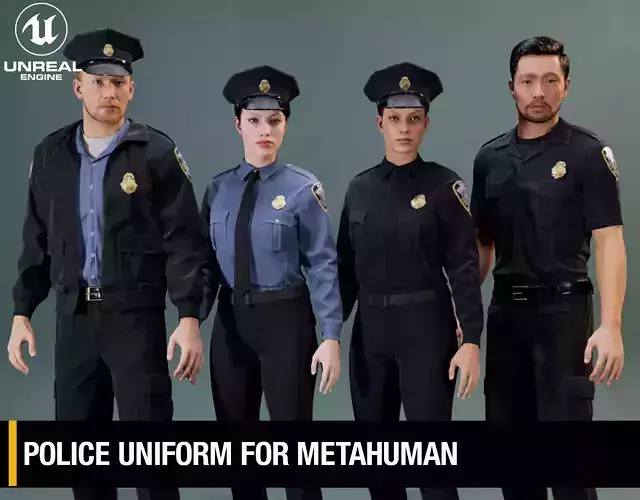 Police Uniform For MetaHuman - Game Ready Clothing - Rigged