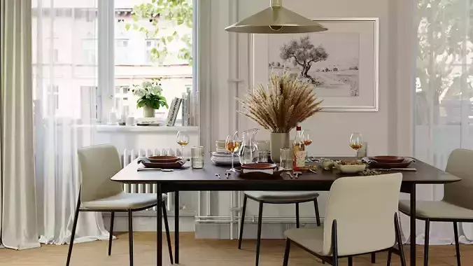 Archmodels vol 290 - collection of dining room furniture 3D model