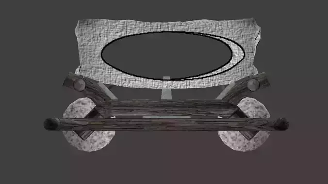 rustico wooden cart with hole in middle Low-poly 3D model