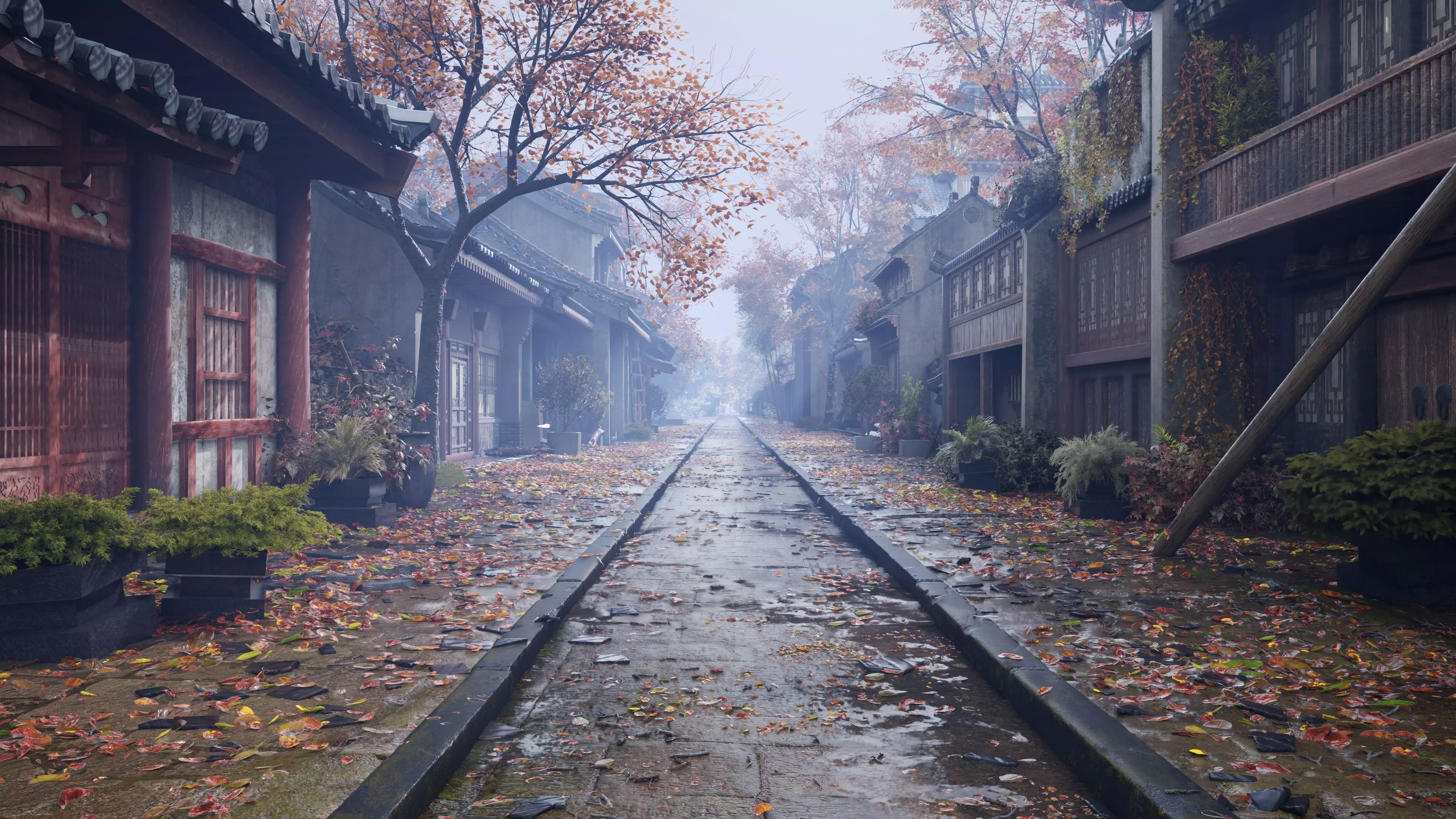 Asian ancient architecture street Low-poly 3D model Low-poly 3D model_0