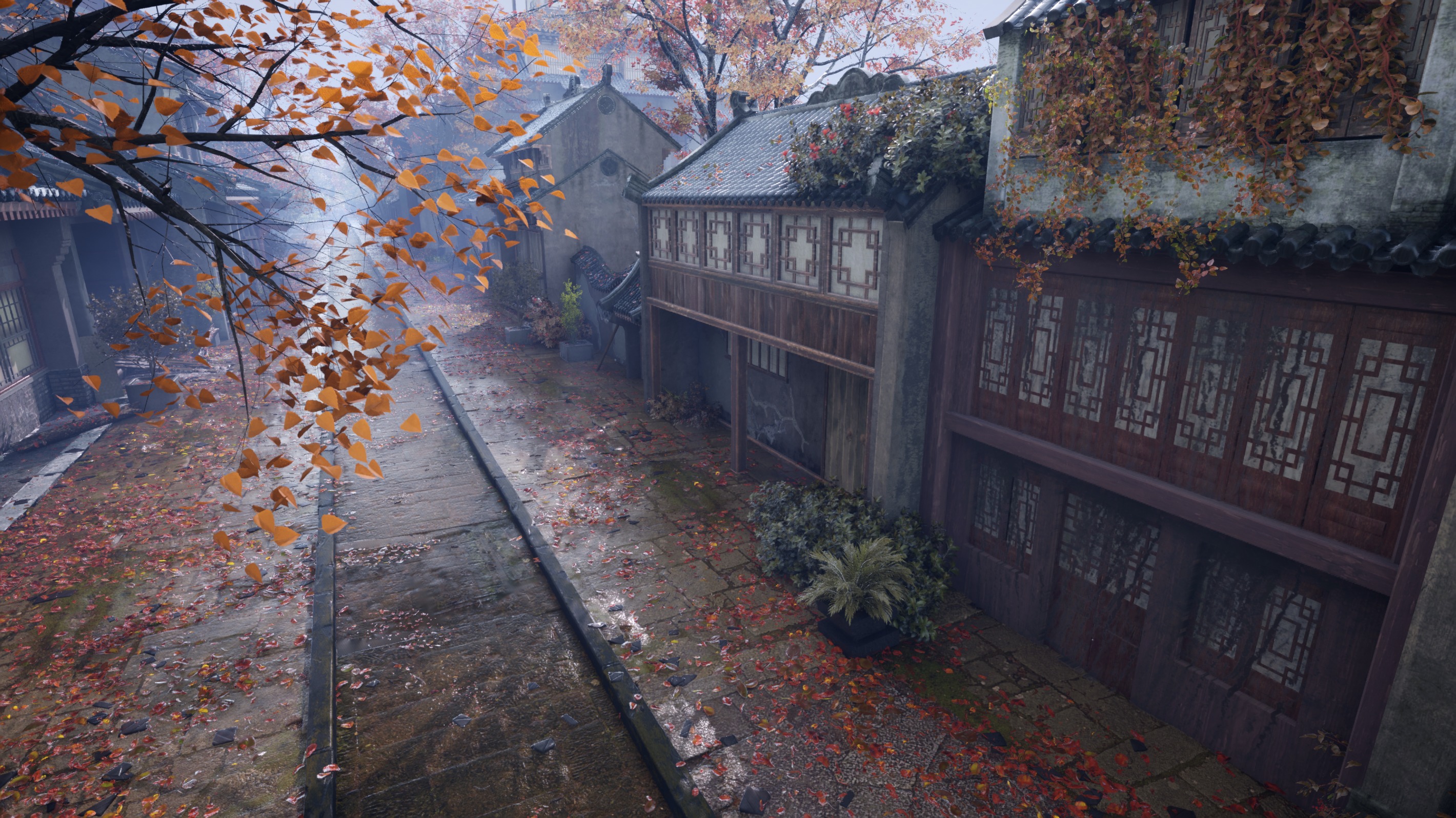 Asian ancient architecture street Low-poly 3D model Low-poly 3D model_3