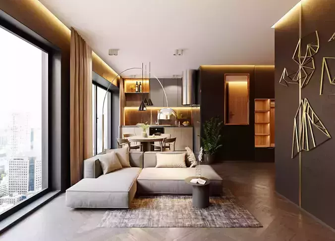 Moody Modern Interior In Native Blend File by Vizfromblender 3D model