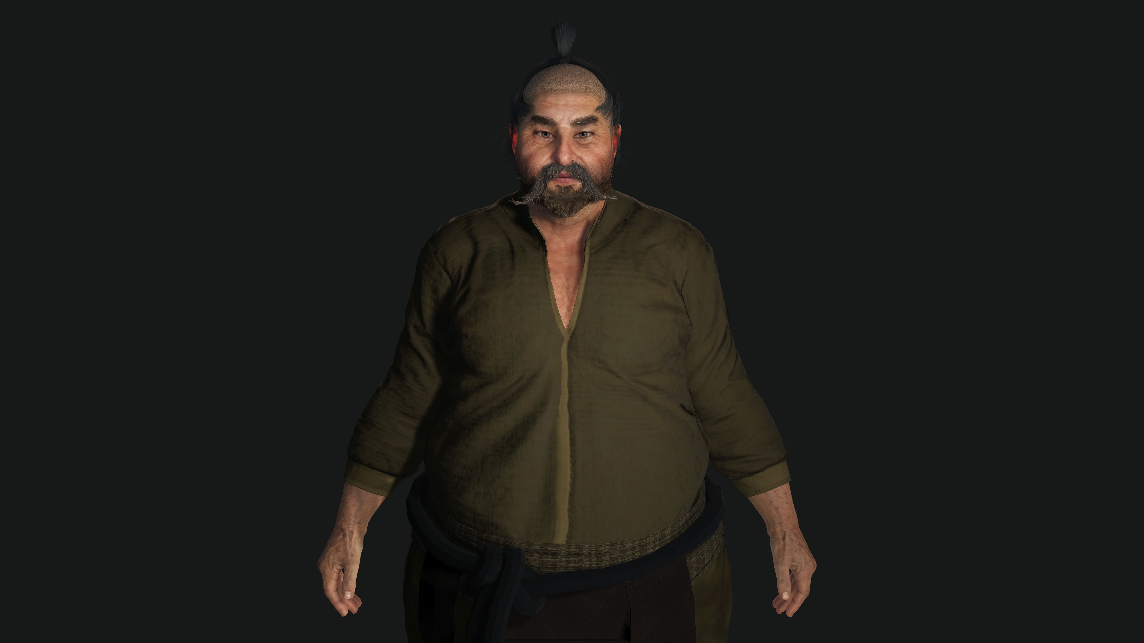 3D REALISTIC ASIAN MALE CHARACTER - OLD JAPANESE KUNGFU OUTFIT Low-poly 3D model_5