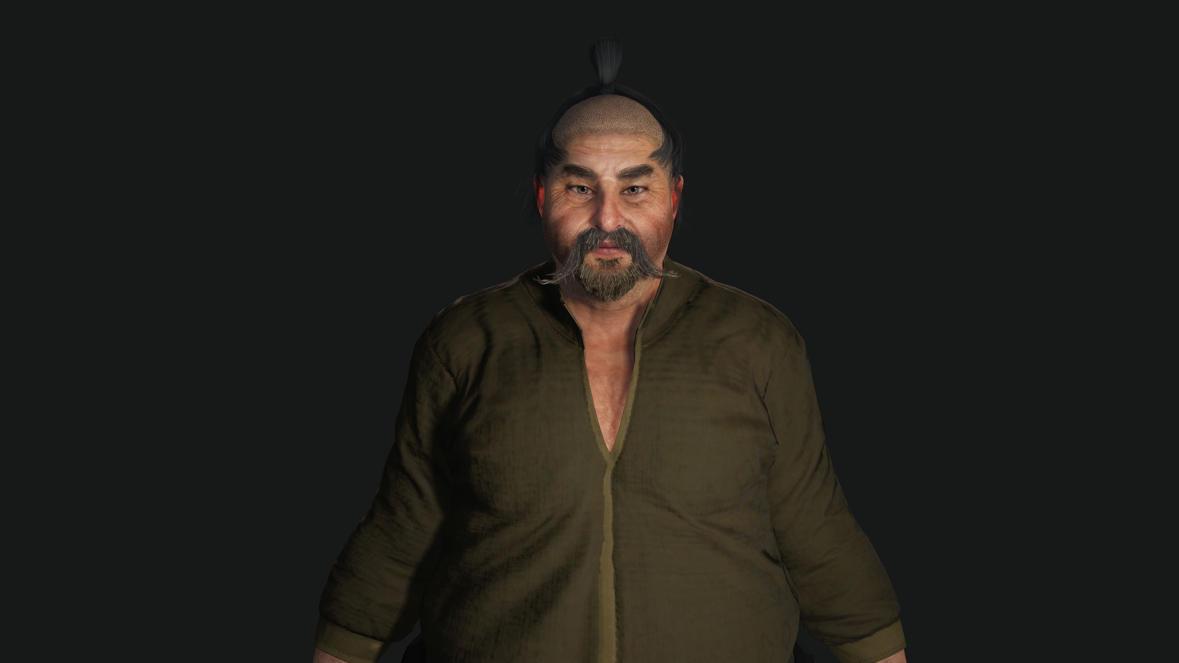 3D REALISTIC ASIAN MALE CHARACTER - OLD JAPANESE KUNGFU OUTFIT Low-poly 3D model_8