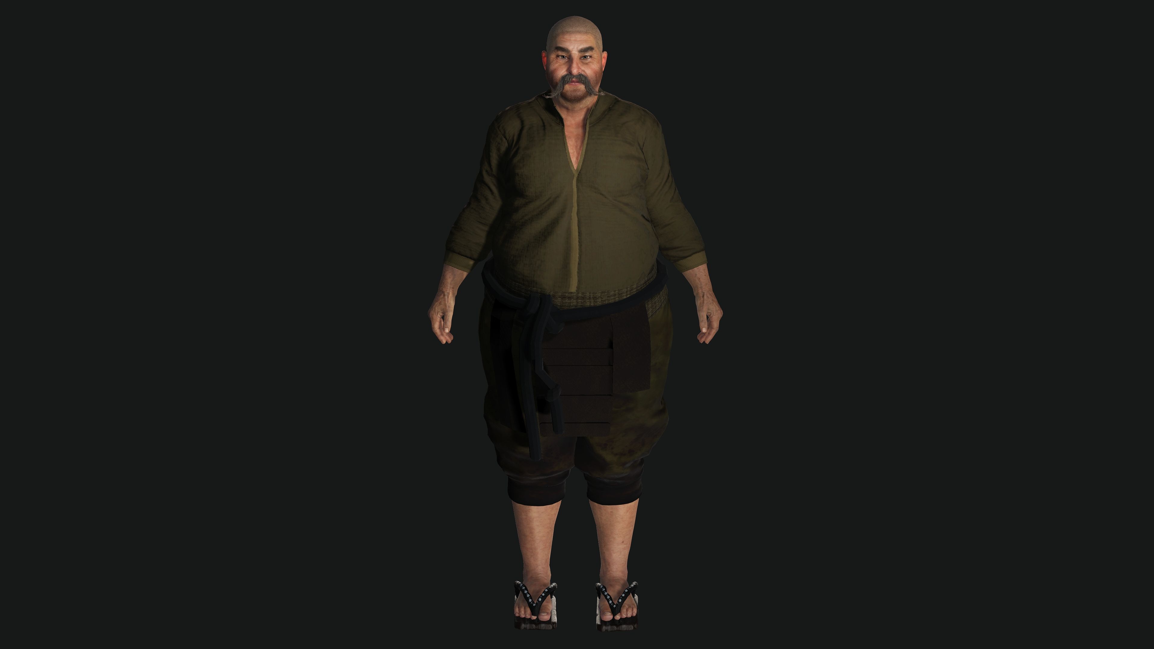 3D REALISTIC ASIAN MALE CHARACTER - OLD JAPANESE KUNGFU OUTFIT Low-poly 3D model_12