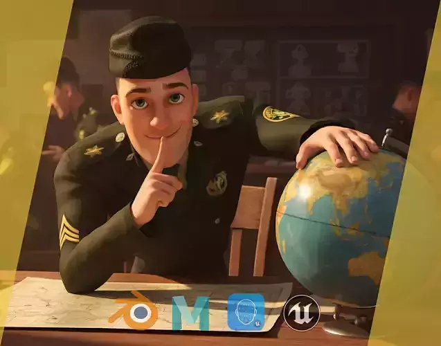 Soldier United States Army toon  realistic stylization