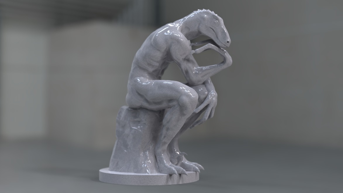 the thinker reptile sculpture 3D model_13