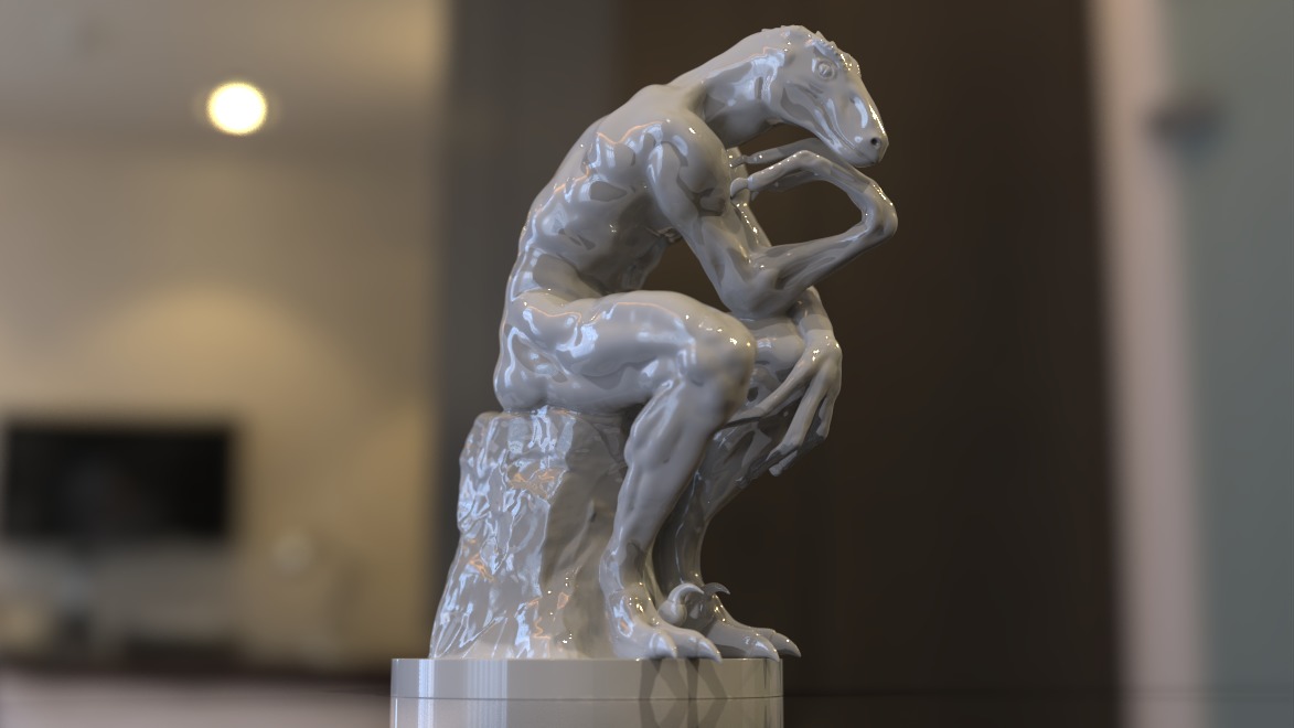 the thinker reptile sculpture 3D model_2