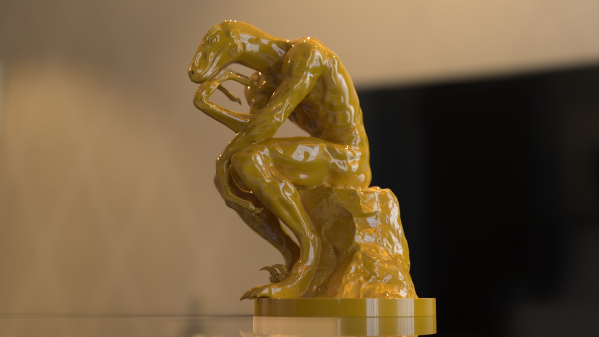 the thinker reptile sculpture 3D model_8