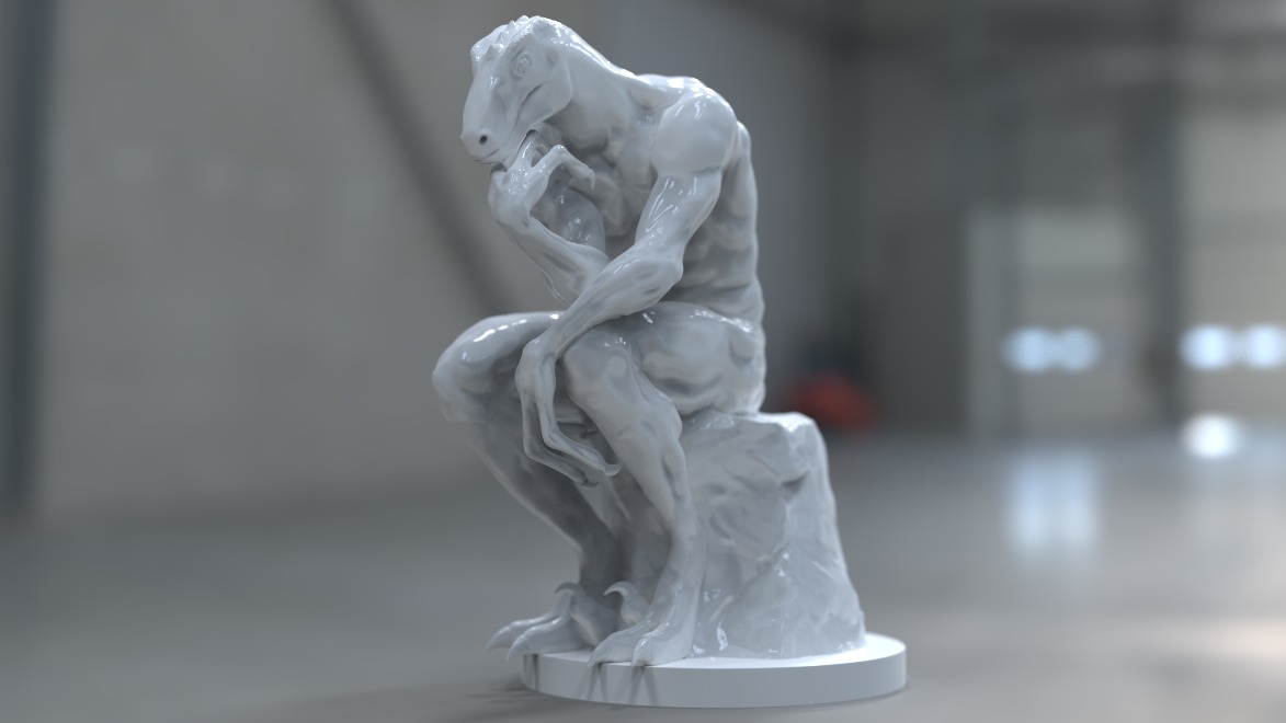 the thinker reptile sculpture 3D model_12