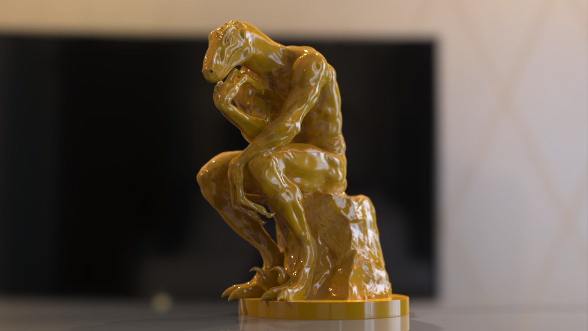 the thinker reptile sculpture 3D model_10