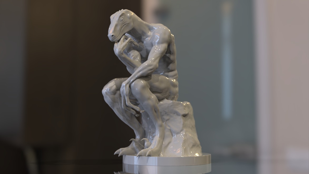 the thinker reptile sculpture 3D model_11