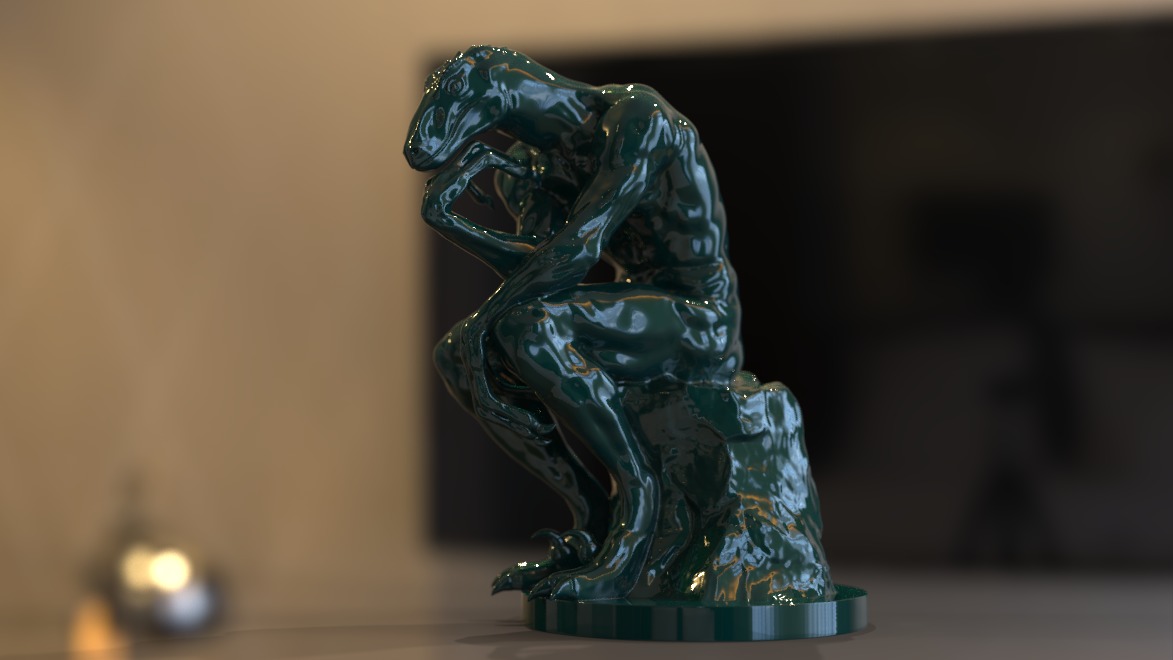 the thinker reptile sculpture 3D model_6