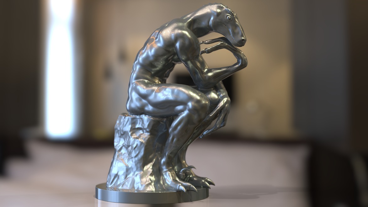 the thinker reptile sculpture 3D model_4