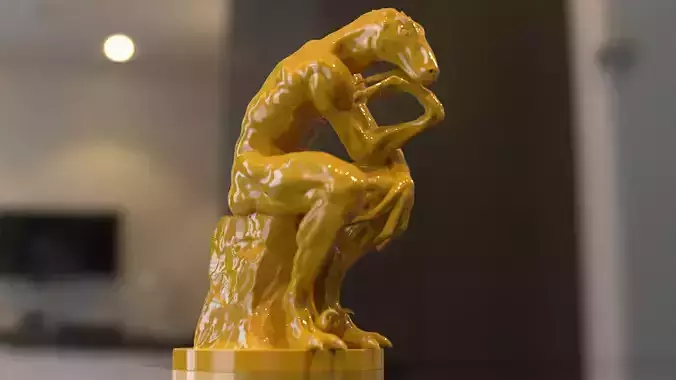 the thinker reptile sculpture