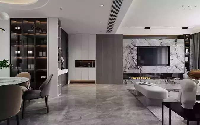 3DSMAX - Modern Dining Room Scene - Vray Render