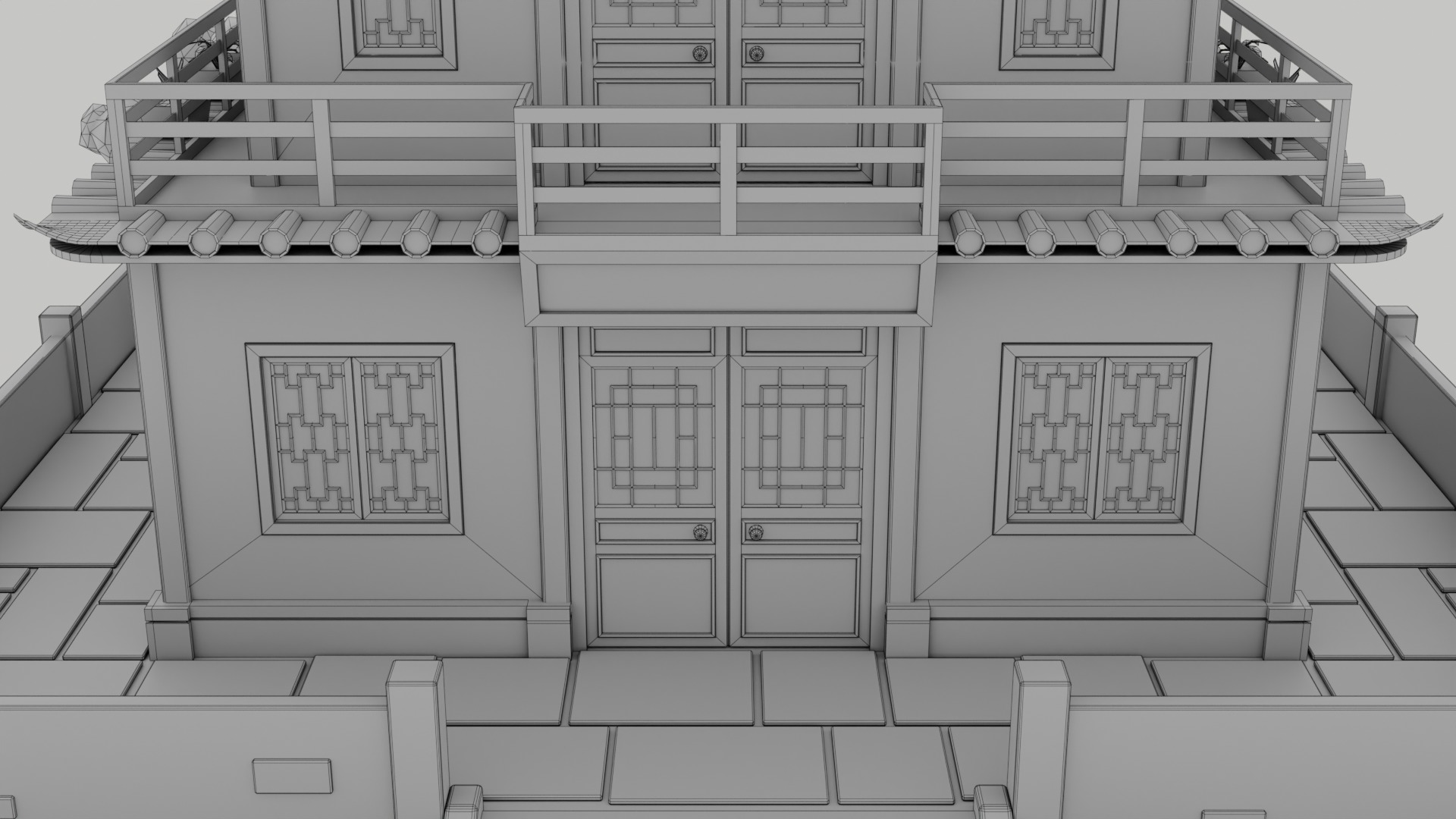 Stylized Chinese House 02 Low-poly 3D model_10