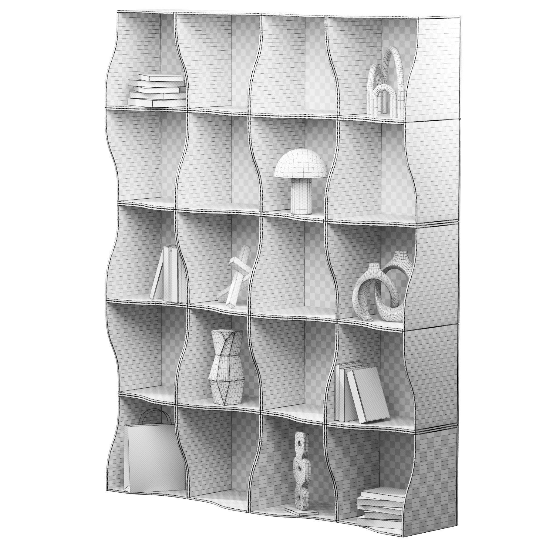 Wavy rack kit Decorative modular shelves 3D model_4