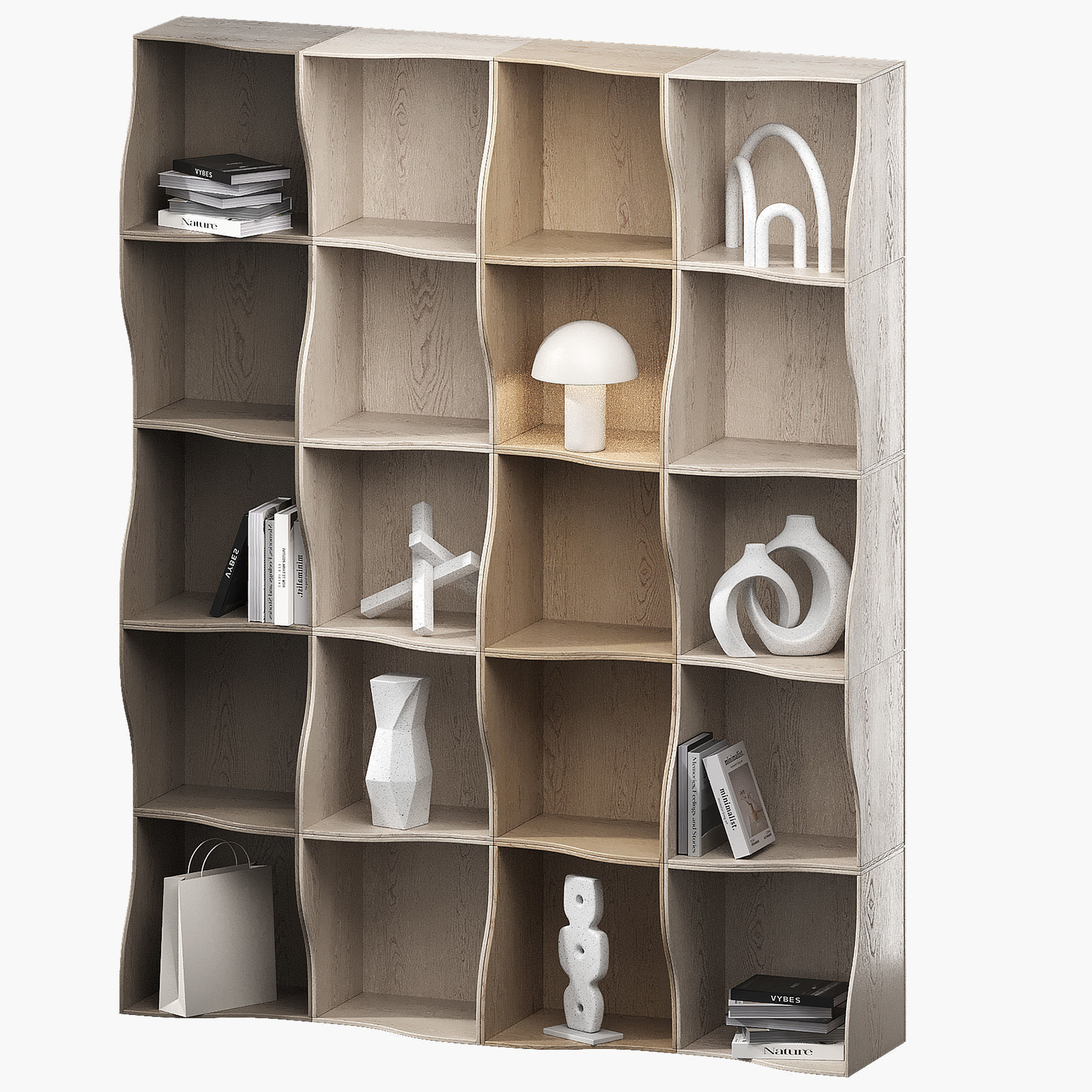 Wavy rack kit Decorative modular shelves 3D model_2