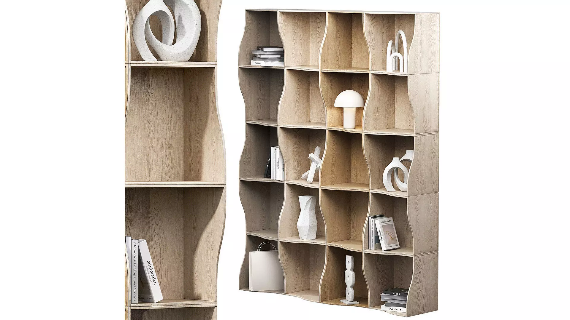 Wavy rack kit Decorative modular shelves 3D model_0
