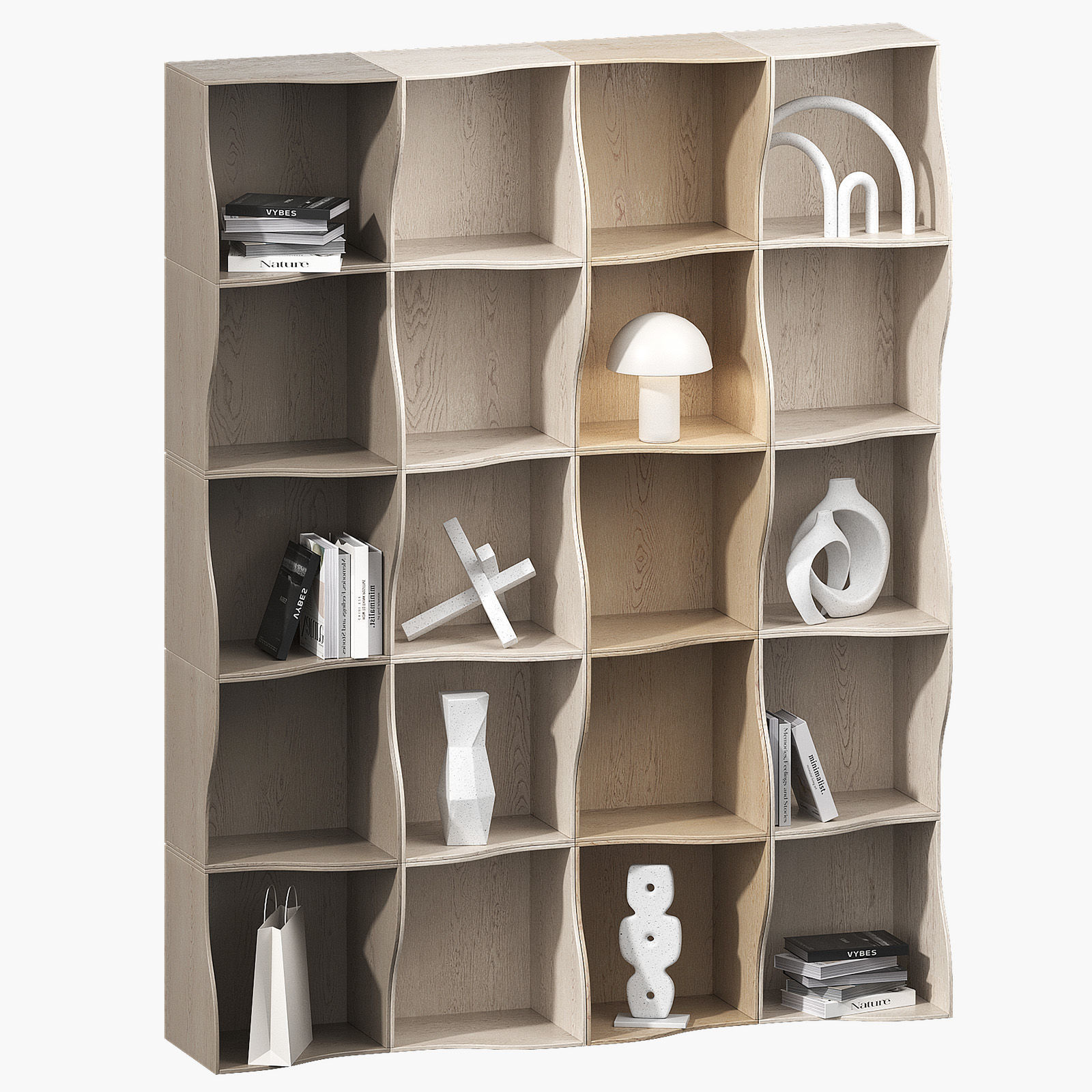 Wavy rack kit Decorative modular shelves 3D model_3