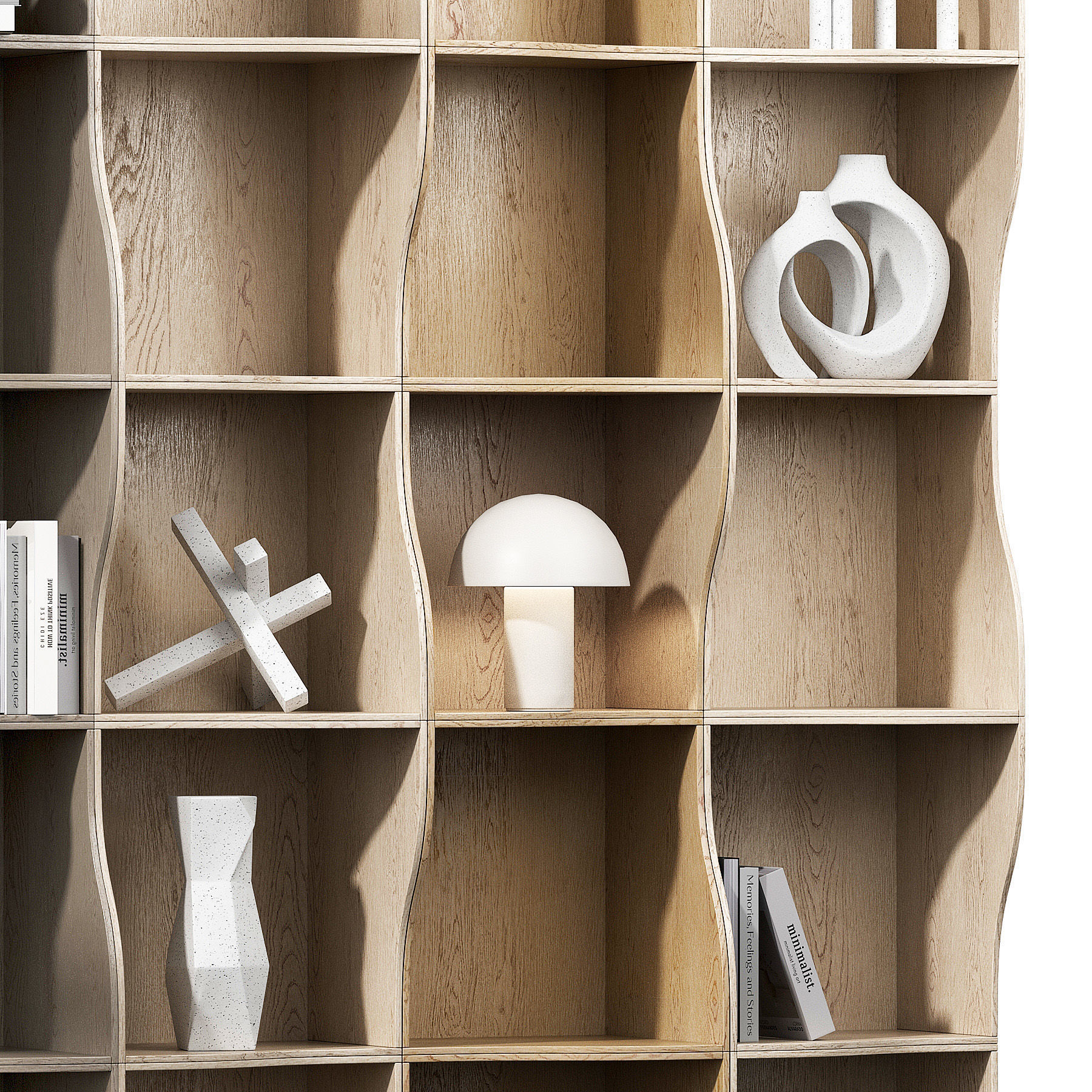 Wavy rack kit Decorative modular shelves 3D model_1